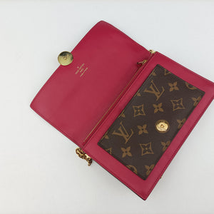 Pre-owned Louis Vuitton Portefeuille FLORE Chain brown×LIE DE VIN Monogram Canvas×calf leather M67404 shoulderbag | stylenewstar