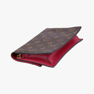 Pre-owned Louis Vuitton Portefeuille FLORE Chain brown×LIE DE VIN Monogram Canvas×calf leather M67404 shoulderbag | stylenewstar