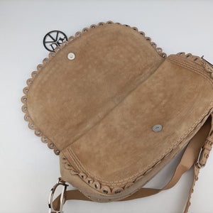 Vintage Christian Dior Peace Logo Crystal Beige Suede shoulderbag | stylenewstar