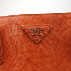 Vintage Prada Galleria Orange SAFFIANO Leather BN1844 handbag | stylenewstar