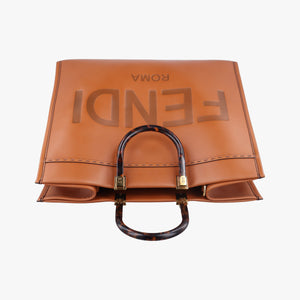 Pre-owned Fendi Sunshine Brown Leather 8BH372 handbag | stylenewstar
