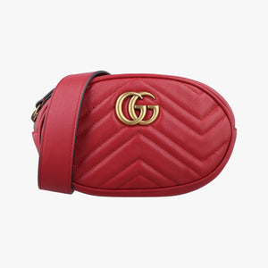 Pre-owned Gucci GG Marmont Red Leather 476434 bum bag/waist bag | stylenewstar