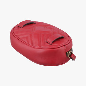 Pre-owned Gucci GG Marmont Red Leather 476434 bum bag/waist bag | stylenewstar