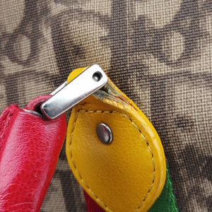 Secondhand Christian Dior Rasta Brown x Multicolor PVC-coated canvas x leather handbag | stylenewstar