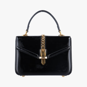 Pre-owned Gucci Sylvie 1969 Black Patent 589479 handbag | stylenewstar