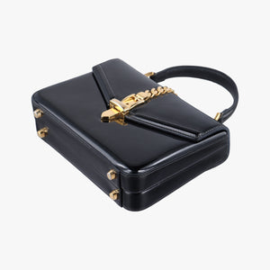 Pre-owned Gucci Sylvie 1969 Black Patent 589479 handbag | stylenewstar