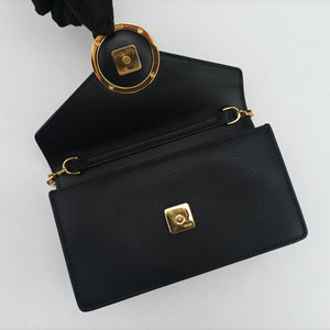Pre-owned Fendi F is Black Leather 8BM005 shoulderbag | stylenewstar