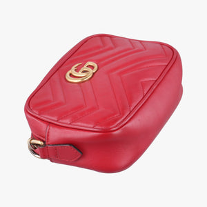 Pre-owned Gucci GG Marmont Red Leather 448065 shoulderbag | stylenewstar