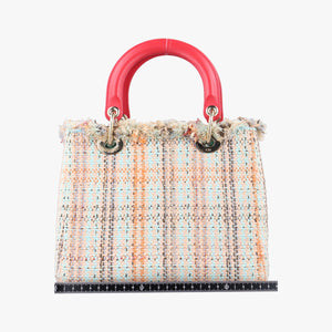 Pre-owned Christian Dior Lady Dior Multicolor Textile x Leather shoulderbag | stylenewstar
