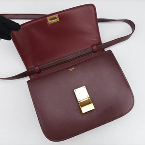 Pre-owned Celine Classic Box Burgundy Leather shoulderbag | stylenewstar