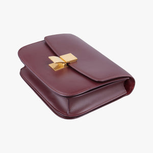 Pre-owned Celine Classic Box Burgundy Leather shoulderbag | stylenewstar