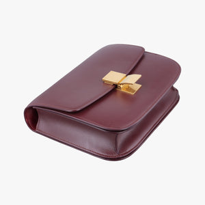 Pre-owned Celine Classic Box Burgundy Leather shoulderbag | stylenewstar