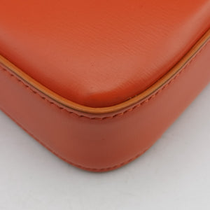 Pre-owned Celine Chain Claude Triomphe Orange Leather shoulderbag | stylenewstar