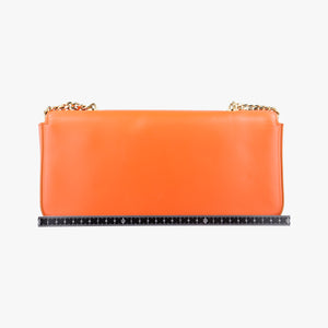 Pre-owned Celine Chain Claude Triomphe Orange Leather shoulderbag | stylenewstar