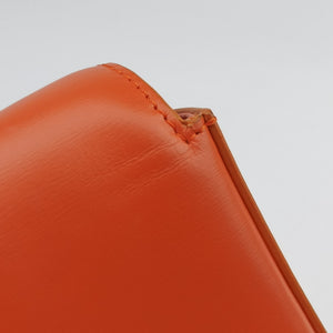 Pre-owned Celine Chain Claude Triomphe Orange Leather shoulderbag | stylenewstar