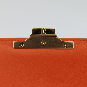 Pre-owned Celine Chain Claude Triomphe Orange Leather shoulderbag | stylenewstar
