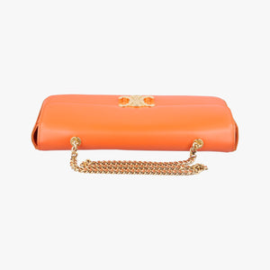Pre-owned Celine Chain Claude Triomphe Orange Leather shoulderbag | stylenewstar