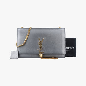 Pre-owned Yves Saint Laurent KATE Grey Leather 354119 shoulderbag | stylenewstar