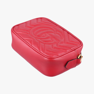 Pre-owned Gucci GG Marmont Red Leather 448065 shoulderbag | stylenewstar