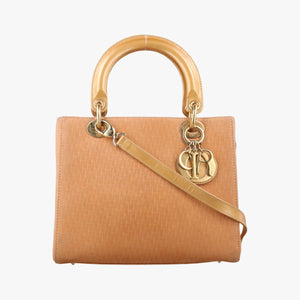 Pre-owned Christian Dior Lady Dior Camel Suede × Patent shoulderbag | stylenewstar