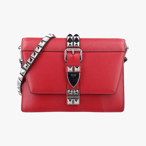 Pre-owned Prada Electra Studded Red Leather 1BD120 shoulderbag | stylenewstar