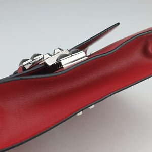 Pre-owned Prada Electra Studded Red Leather 1BD120 shoulderbag | stylenewstar