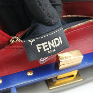 Pre-owned Fendi PEEKABOO Blue×Gray Leather 8BN244 shoulderbag | stylenewstar