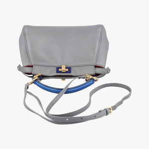 Pre-owned Fendi PEEKABOO Blue×Gray Leather 8BN244 shoulderbag | stylenewstar