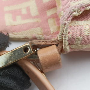 Secondhand Fendi Zucchino Baguette Pink Canvas×Leather 8BR002 shoulderbag | stylenewstar