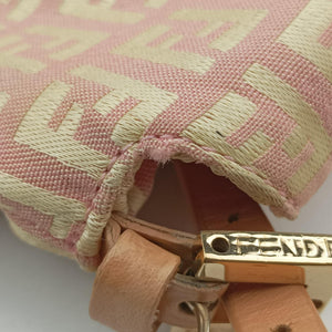 Secondhand Fendi Zucchino Baguette Pink Canvas×Leather 8BR002 shoulderbag | stylenewstar