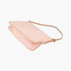 Secondhand Fendi Zucchino Baguette Pink Canvas×Leather 8BR002 shoulderbag | stylenewstar