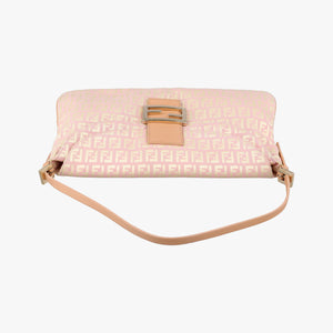 Secondhand Fendi Zucchino Baguette Pink Canvas×Leather 8BR002 shoulderbag | stylenewstar
