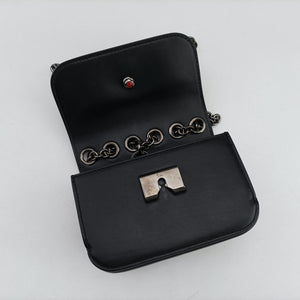 Pre-owned Christian Louboutin Night Tudor Spikes Small Sweet Charity Black Leather shoulderbag | stylenewstar