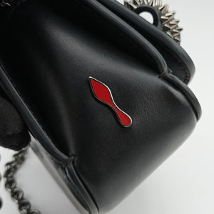 Pre-owned Christian Louboutin Night Tudor Spikes Small Sweet Charity Black Leather shoulderbag | stylenewstar