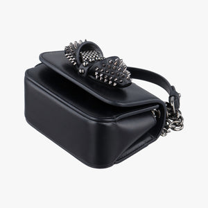 Pre-owned Christian Louboutin Night Tudor Spikes Small Sweet Charity Black Leather shoulderbag | stylenewstar