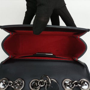Pre-owned Christian Louboutin Night Tudor Spikes Small Sweet Charity Black Leather shoulderbag | stylenewstar
