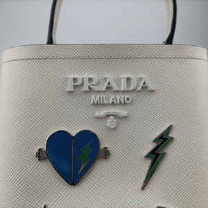 Pre-owned Prada Small Panier White Saffiano leather 1BA217 shoulderbag | stylenewstar