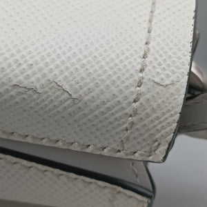 Pre-owned Prada Small Panier White Saffiano leather 1BA217 shoulderbag | stylenewstar