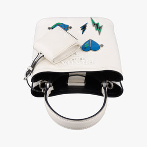 Pre-owned Prada Small Panier White Saffiano leather 1BA217 shoulderbag | stylenewstar