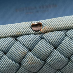 Pre-owned Bottega Veneta Intrecciato Blue Fabric clutchbag | stylenewstar