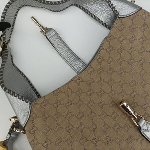 Pre-owned Gucci New Jackie Brown x Silver canvas x leather 246907 shoulderbag | stylenewstar