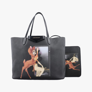 Secondhand Givenchy Bambi Print Antigona tote Black Leather handbag | stylenewstar