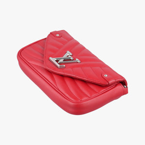 Pre-owned Louis Vuitton New Wave Chain Pochette ECARLATE Leather M63956 shoulderbag | stylenewstar