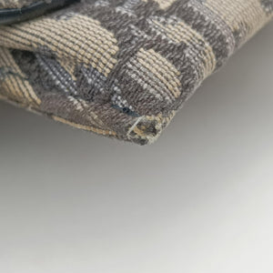 Secondhand Christian Dior Saddle Navy×Gray jacquard×Leather shoulderbag | stylenewstar
