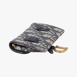 Secondhand Christian Dior Saddle Navy×Gray jacquard×Leather shoulderbag | stylenewstar