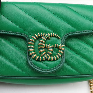 Pre-owned Gucci GG Marmont Green Leather 574969 shoulderbag | stylenewstar