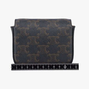 Pre-owned Celine Mini Triomphe Brown PVC coated canvas shoulderbag | stylenewstar