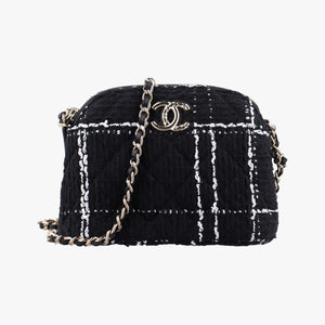 Pre-owned Chanel Cocomark Mini Black Tweed shoulderbag | stylenewstar