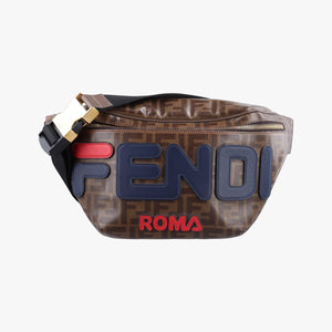 Vintage Fendi Fila Collaboration Zucca Pattern Logomania Brown PVC coated canvas 8BM006 bum bag/waist bag | stylenewstar
