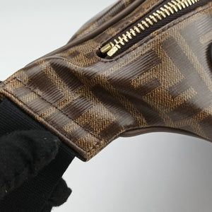 Vintage Fendi Fila Collaboration Zucca Pattern Logomania Brown PVC coated canvas 8BM006 bum bag/waist bag | stylenewstar